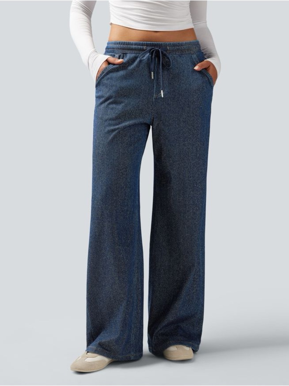 Halara Flex™ Low Rise Drawstring Wide Leg Sparkle Casual Sweatpants
